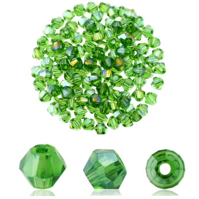 Doppelkegel Kristall-Glas-Perlen 4mm – Frisches Grün für lebendige Schmuckideen/ 40 Stück Doppelkegel Kristall-Glas-Perlen 4mm – Frisches Grün für lebendige Schmuckideen/ 40 Stück