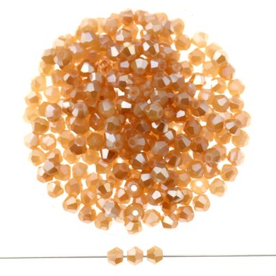 Doppelkegel-Kristallglasperlen – Karamell Beige, 3 mm I 40 Stück Doppelkegel-Kristallglasperlen – Karamell Beige, 3 mm I 40 Stück