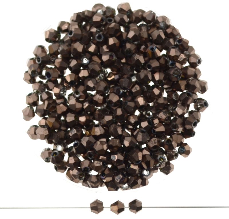 Doppelkegel-Kristallglasperlen – Metallic Bronze, 3 mm I 40 Stück Doppelkegel-Kristallglasperlen – Metallic Bronze, 3 mm I 40 Stück