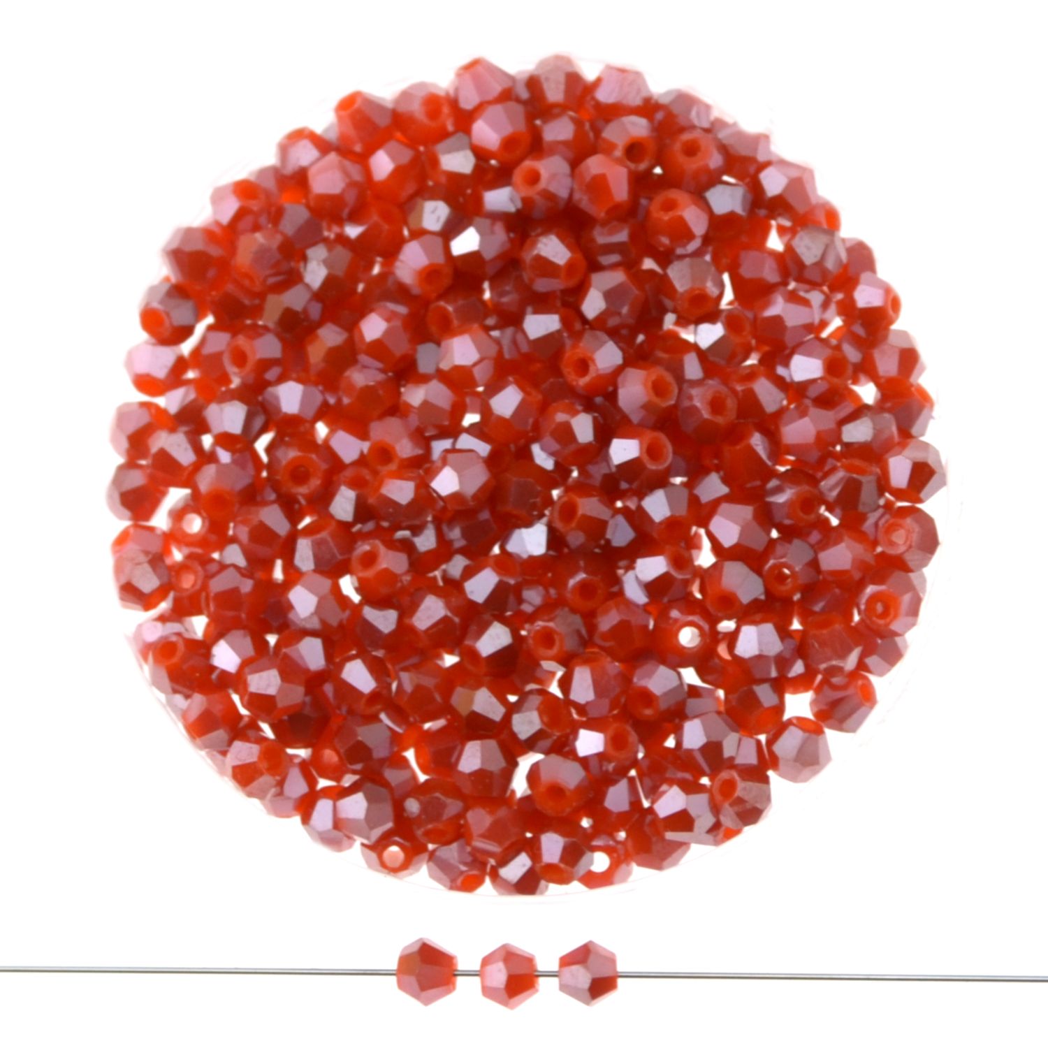 Ziegelrote Kristallglasperlen im Doppelkegel-Schliff, 3 mm – 40 Stück für kreative DIY-Schmuckprojekte
