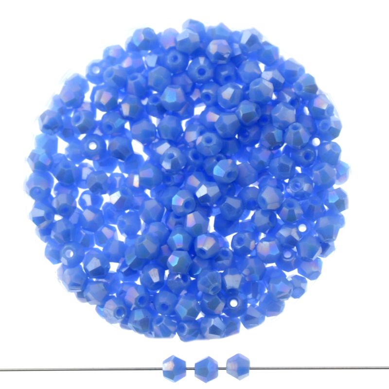 Doppelkegel-Kristallglasperlen – Himmelblau AB-Effekt, 3 mm I 40 Stück Doppelkegel-Kristallglasperlen – Himmelblau AB-Effekt, 3 mm I 40 Stück