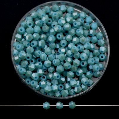 Doppelkegel-Kristallglasperlen – Türkisgrün, 3 mm  I 40 Stück