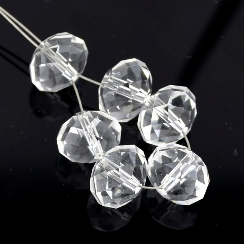 Rondelle facettiert 10 mm crystal transparent / 8 Stück