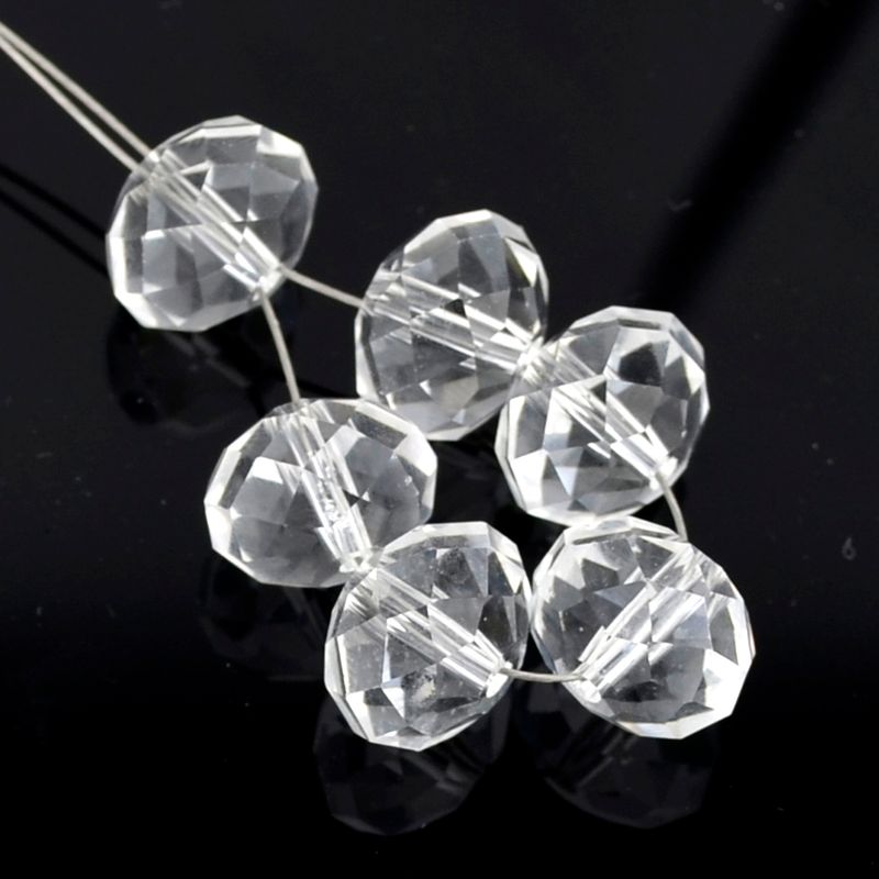 Rondelle facettiert 10 mm crystal transparent / 8 Stück