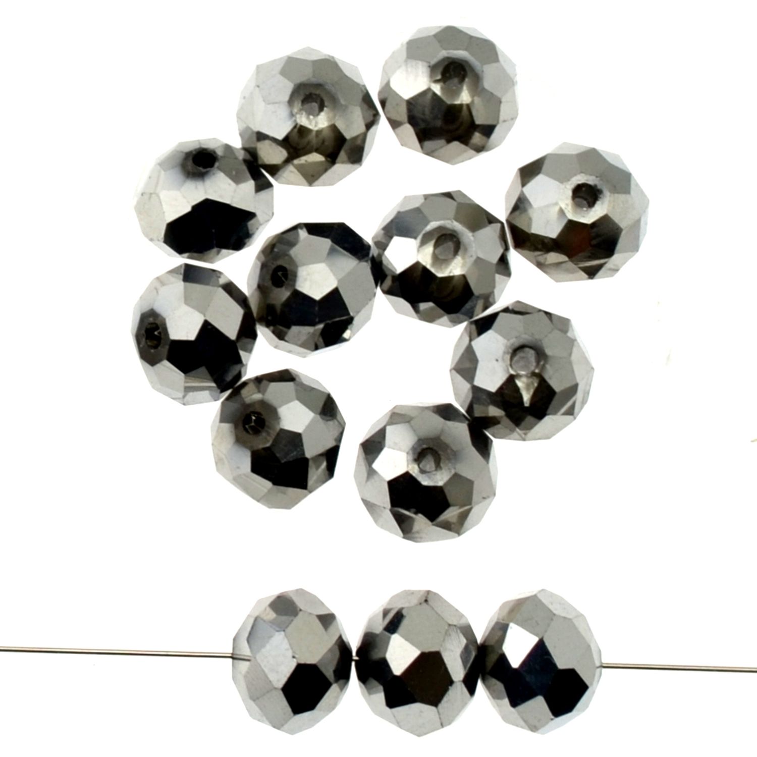 Crystal Perlen silber 10x8mm/ 10 Stück