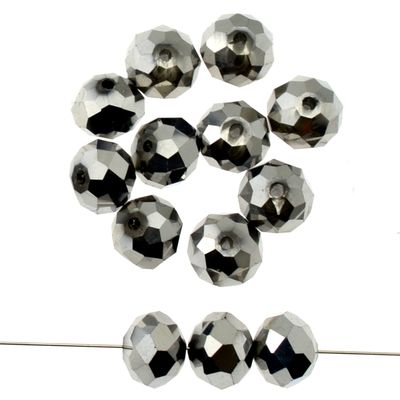 Crystal Perlen silber 10x8mm/ 10 Stück Crystal Perlen silber 10x8mm/ 10 Stück