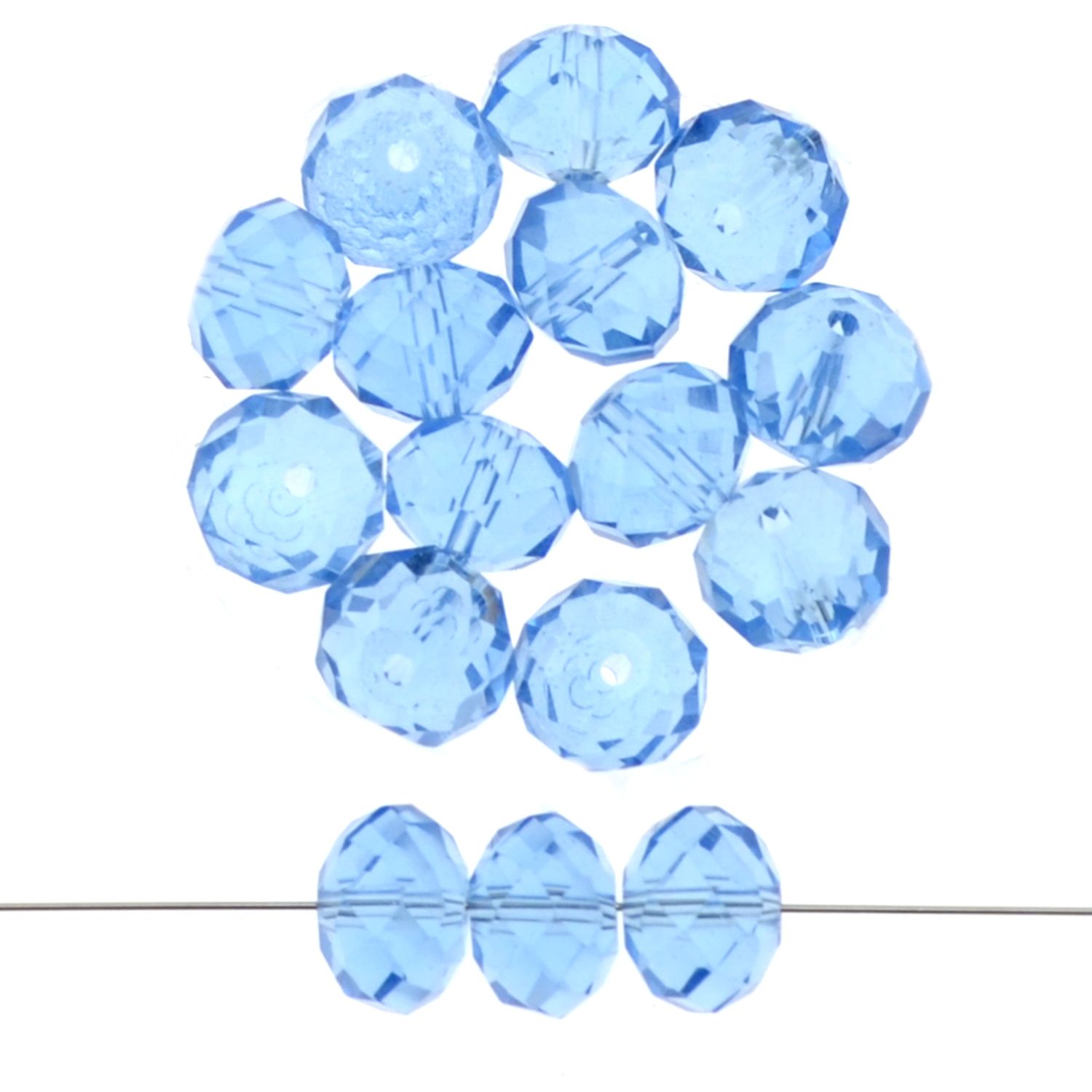Rondelle Facettierte 10x8mm hellblau transparent / 8 Stück