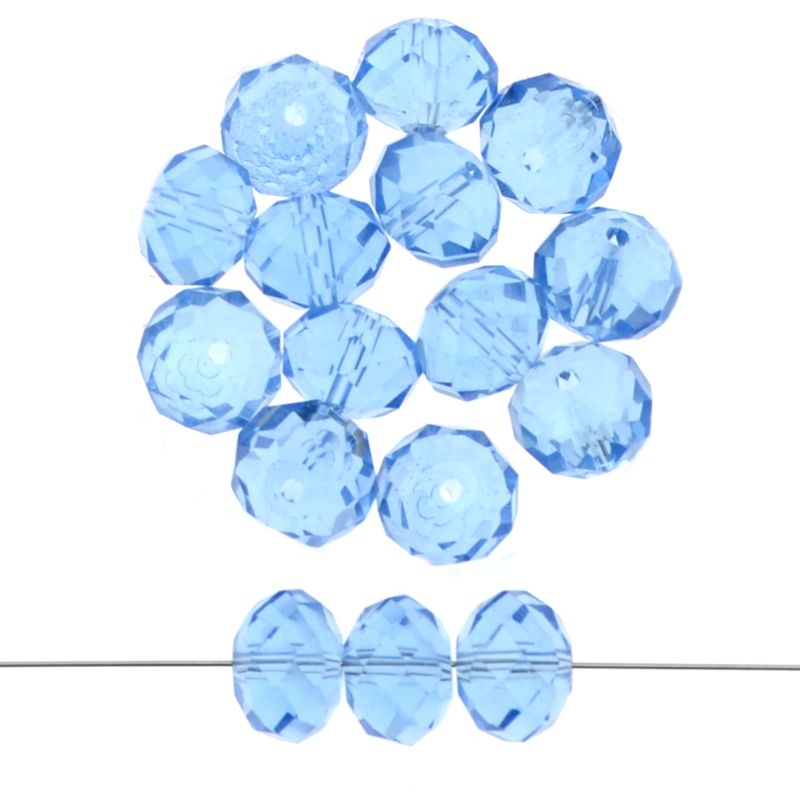 Rondelle Facettierte 10x8mm hellblau transparent / 8 Stück