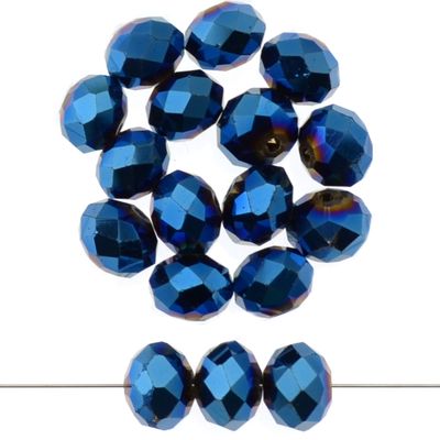 Crystal Perlen blau metallic 10x8mm/ 10 Stück
