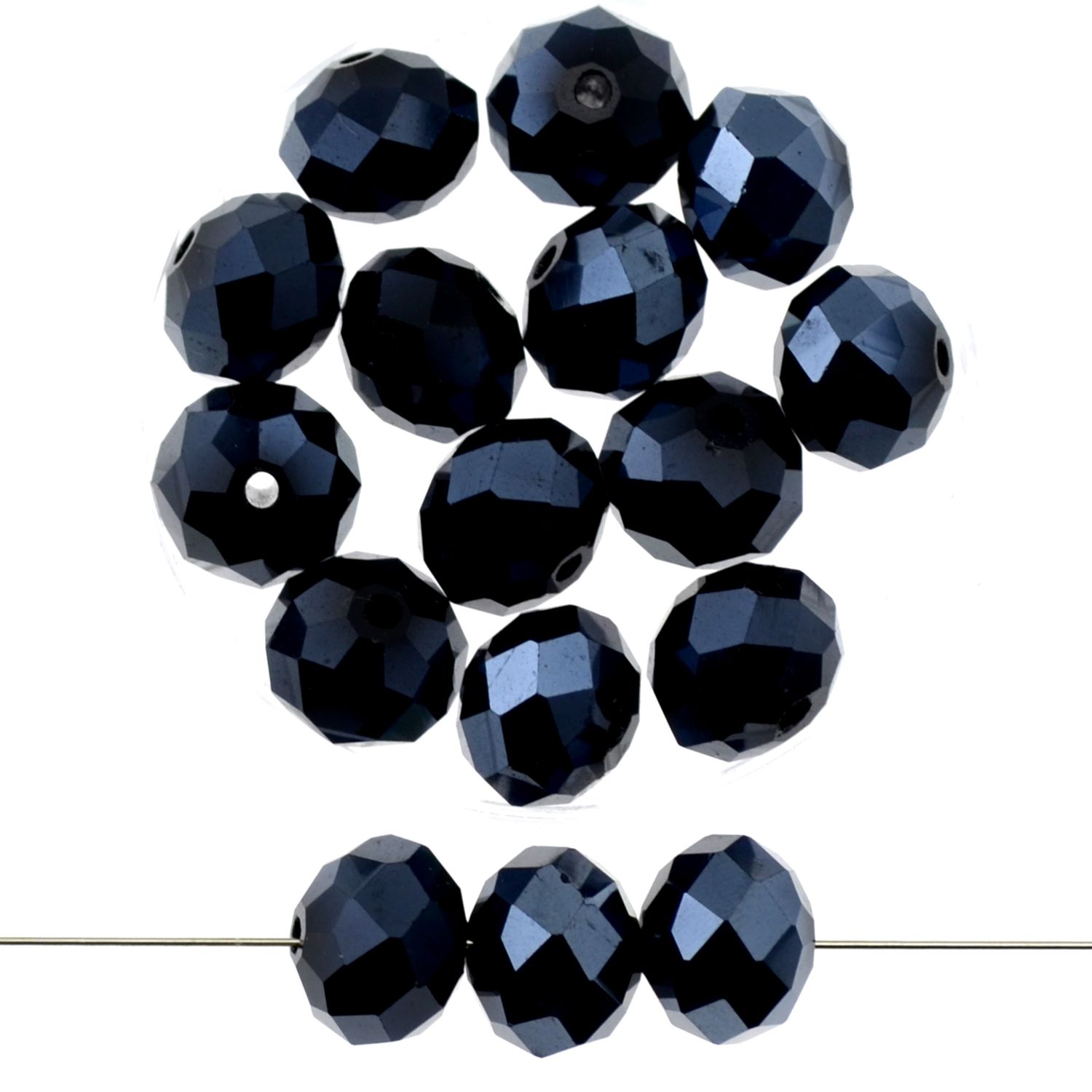Feuerpolierte Rondellen aus Crystalglas 10x8mm hematit / 10 Stück