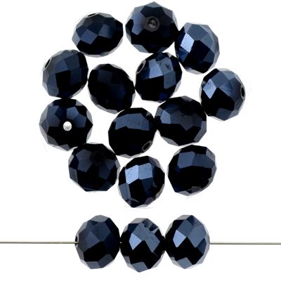 Feuerpolierte Rondellen aus Crystalglas 10x8mm hematit / 10 Stück