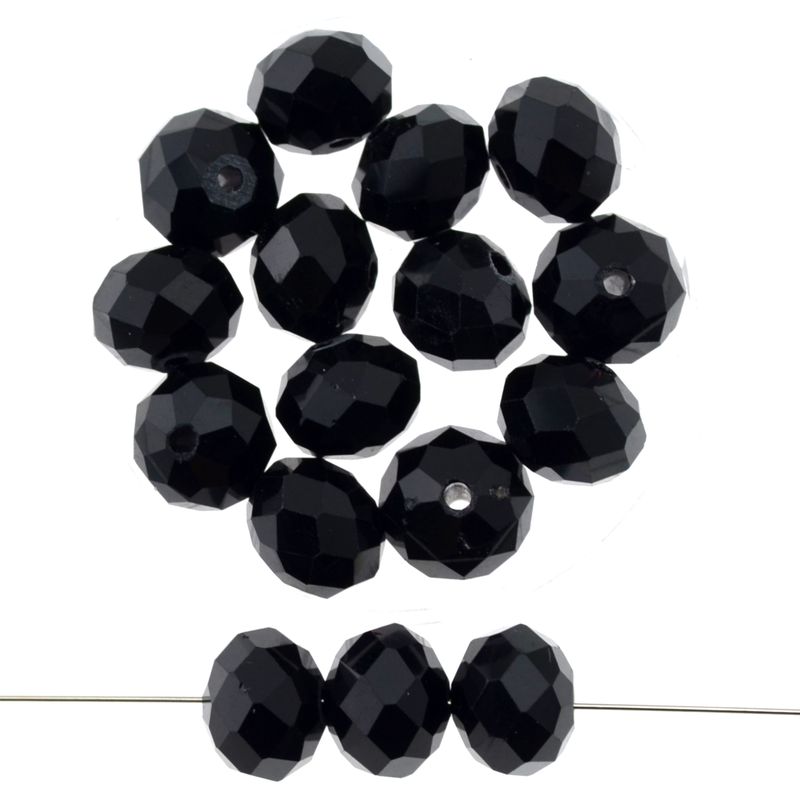 Feuerpolierte Rondellen aus Crystalglas 10x8mm jet / 10 Stück