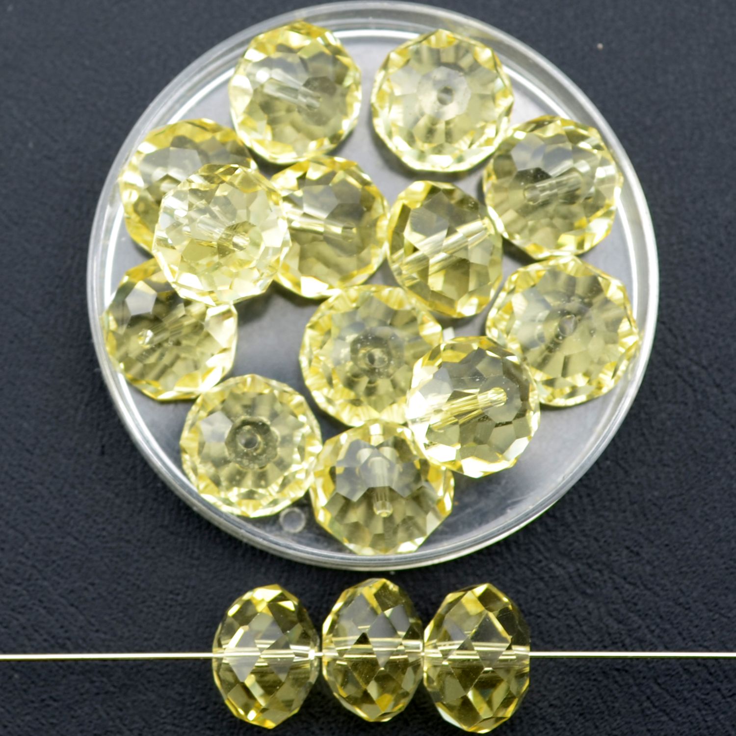 Rondelle facettiert 10 mm gelb transparent/ 8 Stück