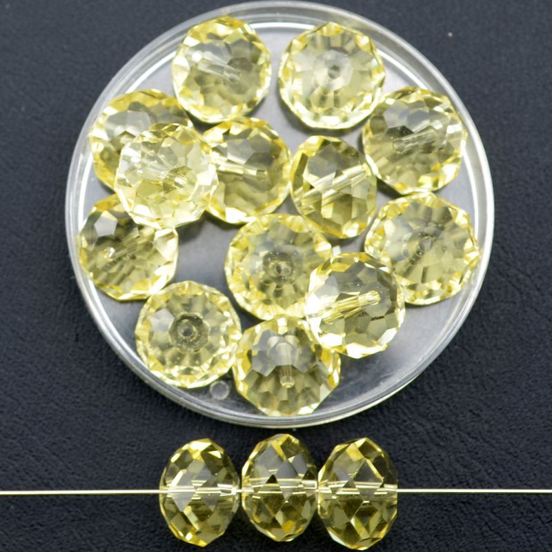 Rondelle facettiert 10 mm gelb transparent/ 8 Stück