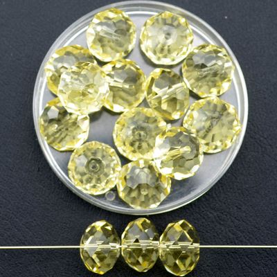 Rondelle facettiert 10 mm gelb transparent/ 8 Stück