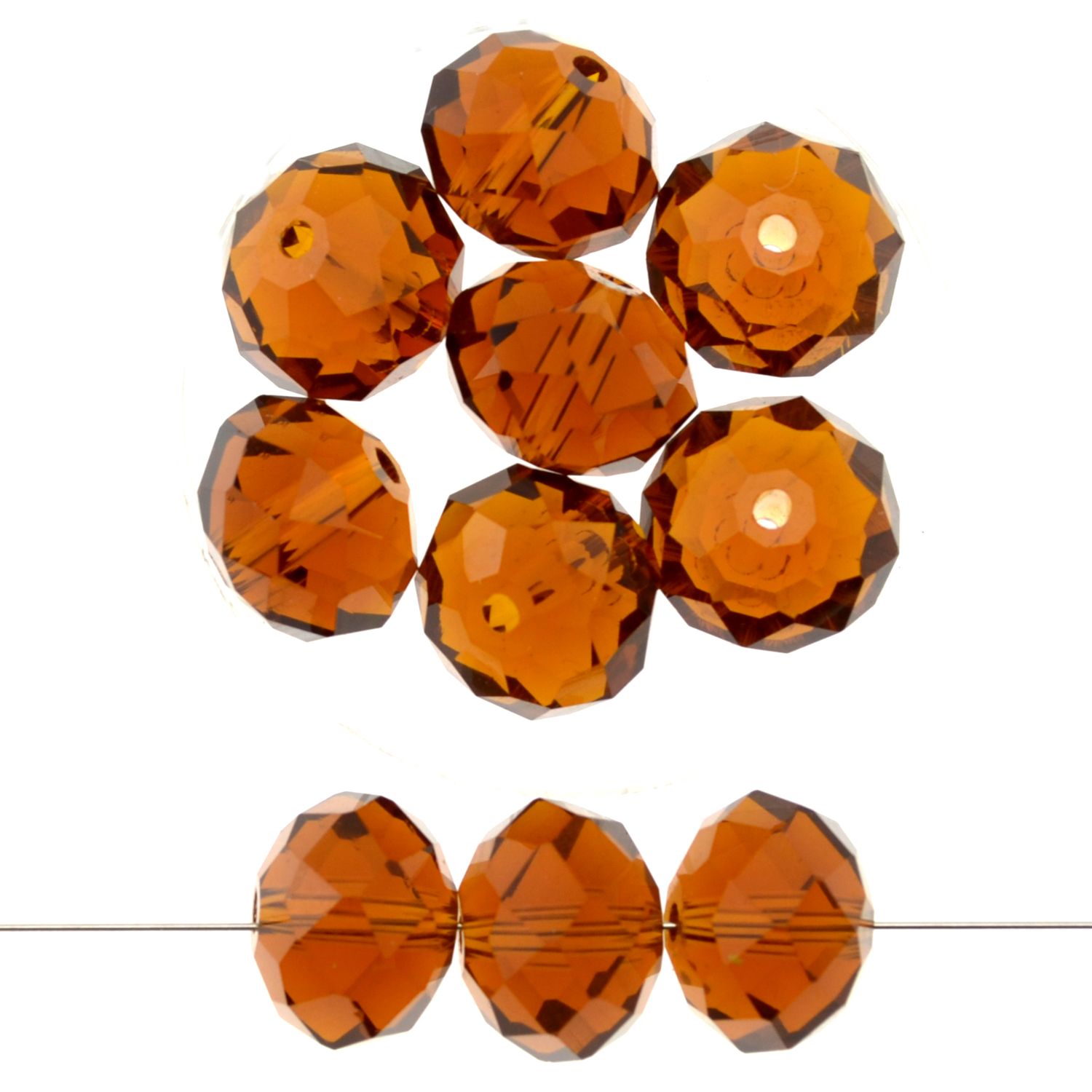 Feuerpolierte Rondellen 14x12mm dunkel topaz / 5  Stück