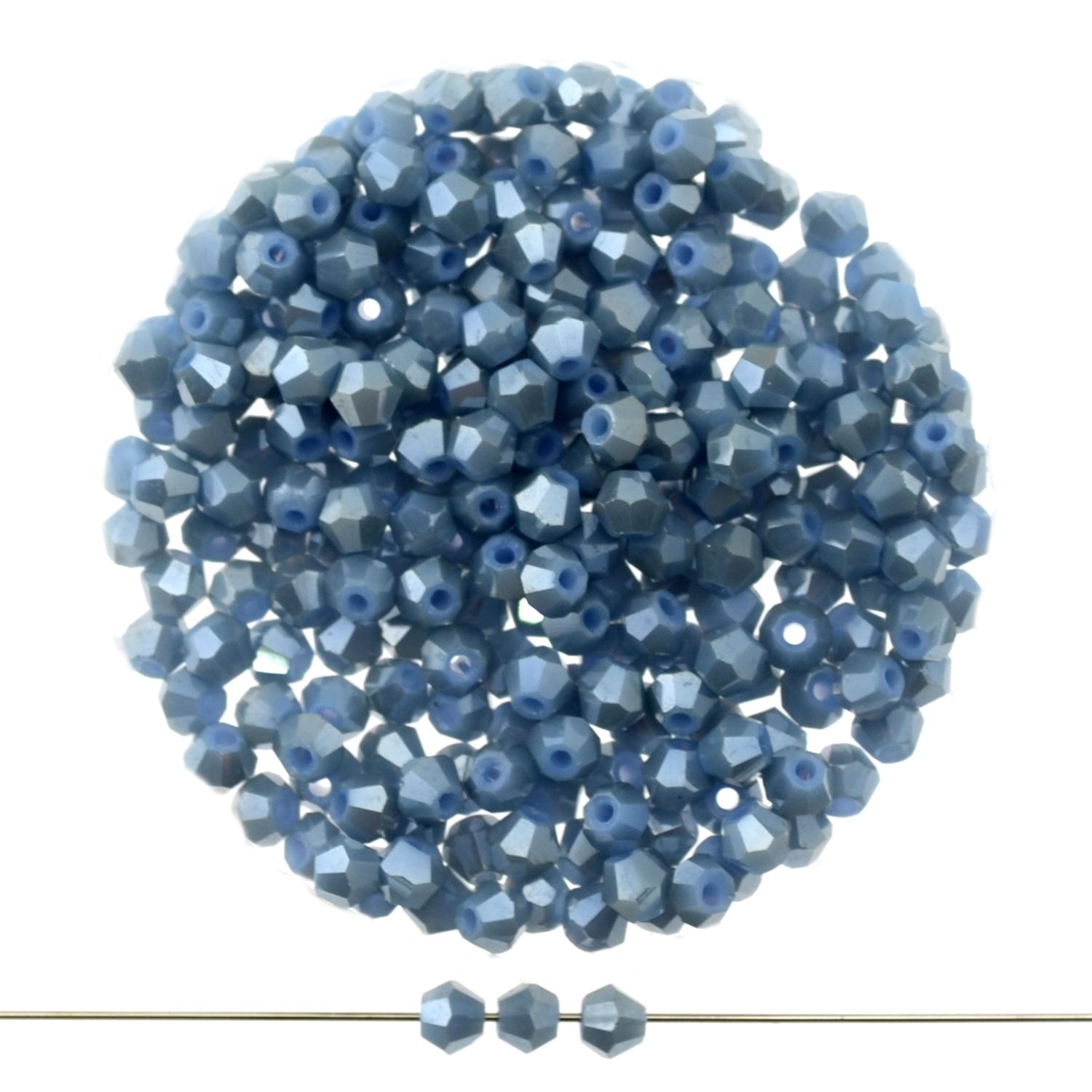 Doppelkegel-Kristallglasperlen in Blaugrau, 4 mm, 40 Stück, für DIY-Schmuck