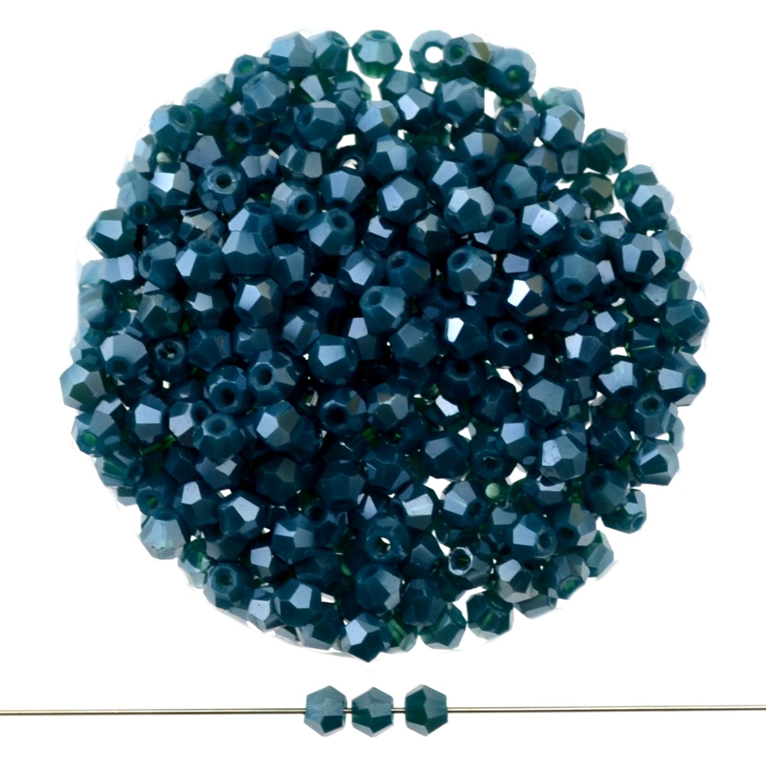 Doppelkegel-Kristallglasperlen in Tiefgrün, 3 mm, 40 Stück, für DIY-Schmuck und Armbänder