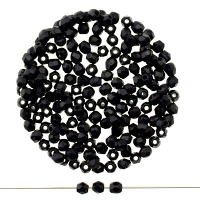 Feuerpolierte Glasperlen – Schwarz, 3mm I 40 Stück