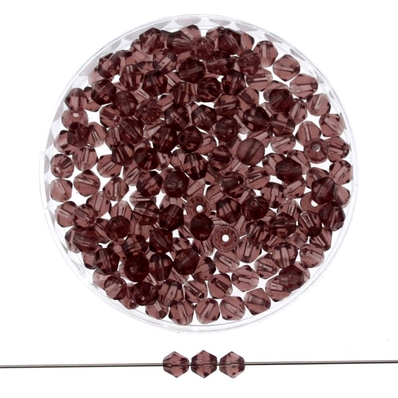 Doppelkegel-Glasperlen – Rauchviolett, 3 mm | 80 Stück