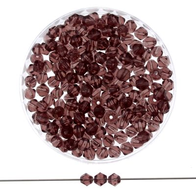 Doppelkegel-Glasperlen – Rauchviolett, 3 mm | 80 Stück