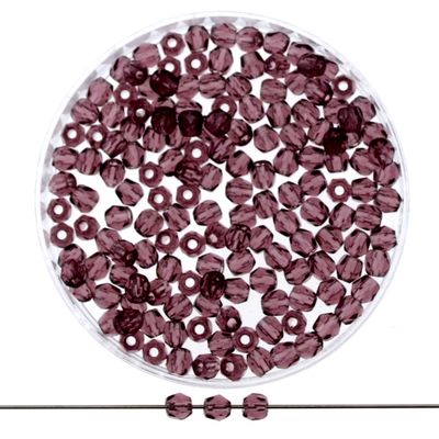 Feuerpolierte 3mm Perlen Amethyst / 40 Stück