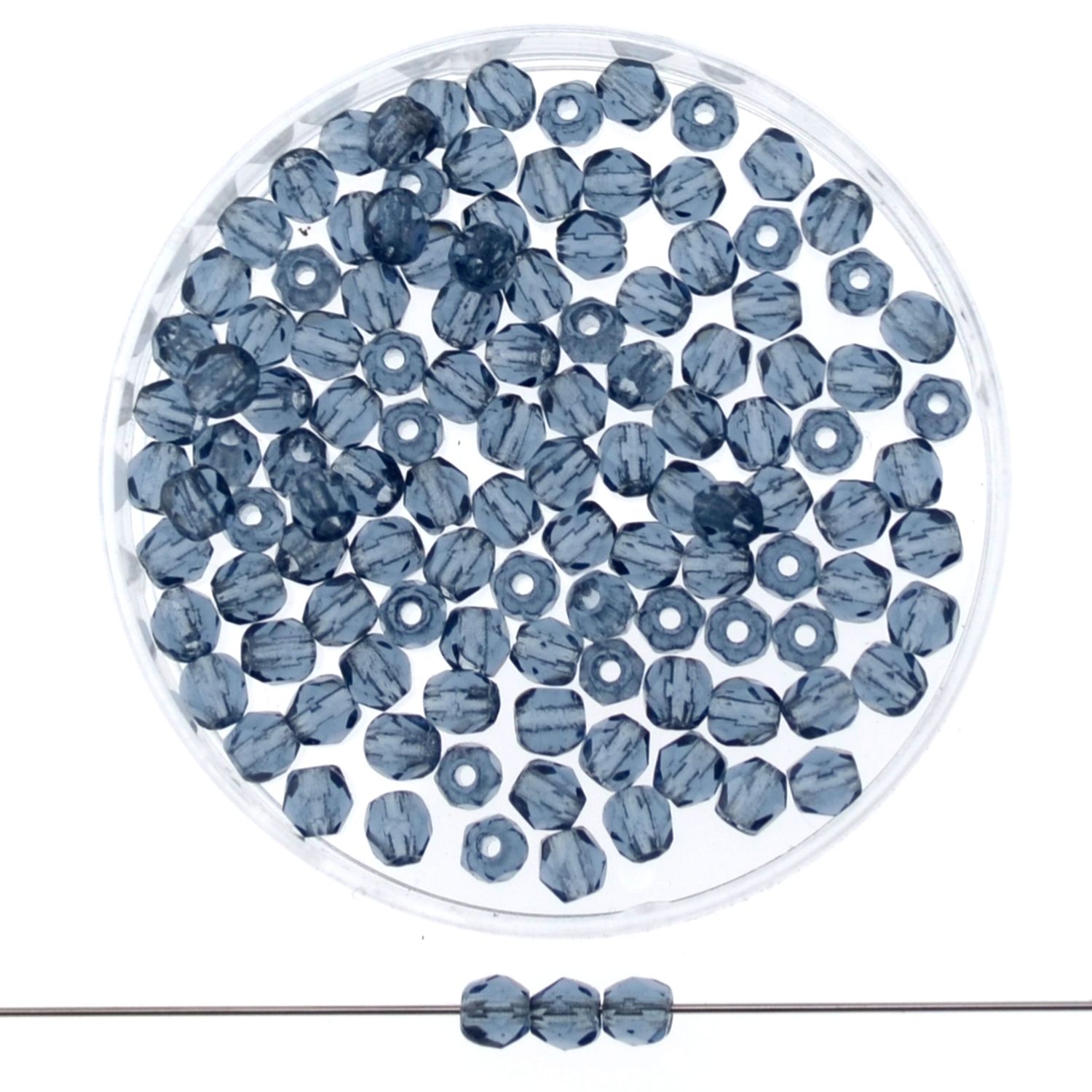 Feuerpolierte 3mm Perlen Dark Montana Blue | 40 Stück