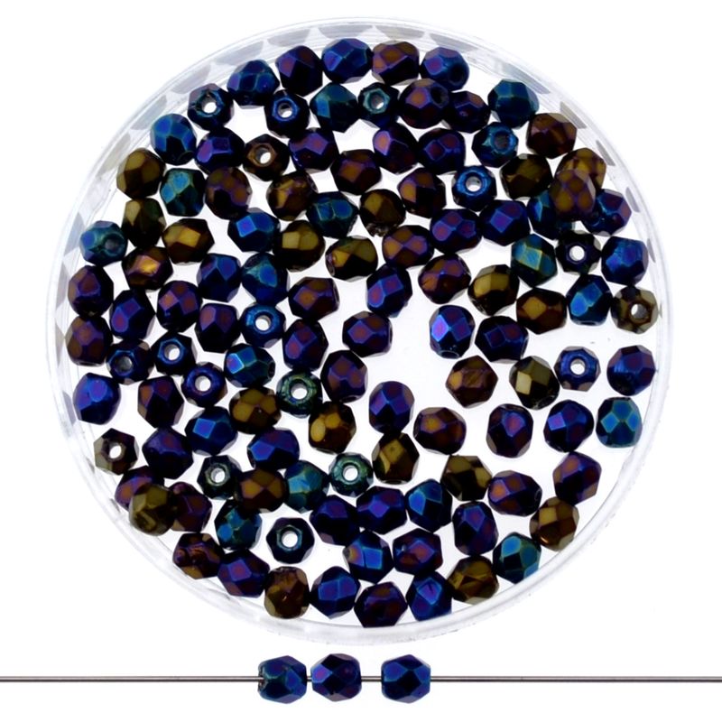 Feuerpolierte 3mm Perlen Iris Blue | 40 Stück Feuerpolierte 3mm Perlen Iris Blue | 40 Stück