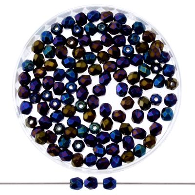 Feuerpolierte 3mm Perlen Iris Blue | 40 Stück Feuerpolierte 3mm Perlen Iris Blue | 40 Stück