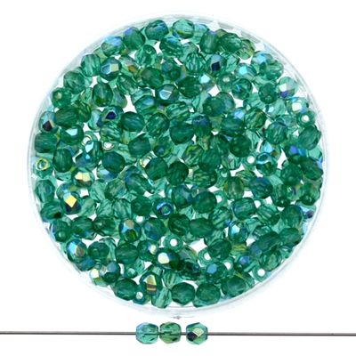Glasperlen facettiert 3mm emerald AB | 40 Stück Glasperlen facettiert 3mm emerald AB | 40 Stück