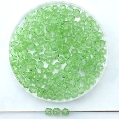 Feuerpolierte Glasperlen 3 mm in Peridotgrün, 40 Stück im Set – für Schmuck basteln und Armband selber machen -->
