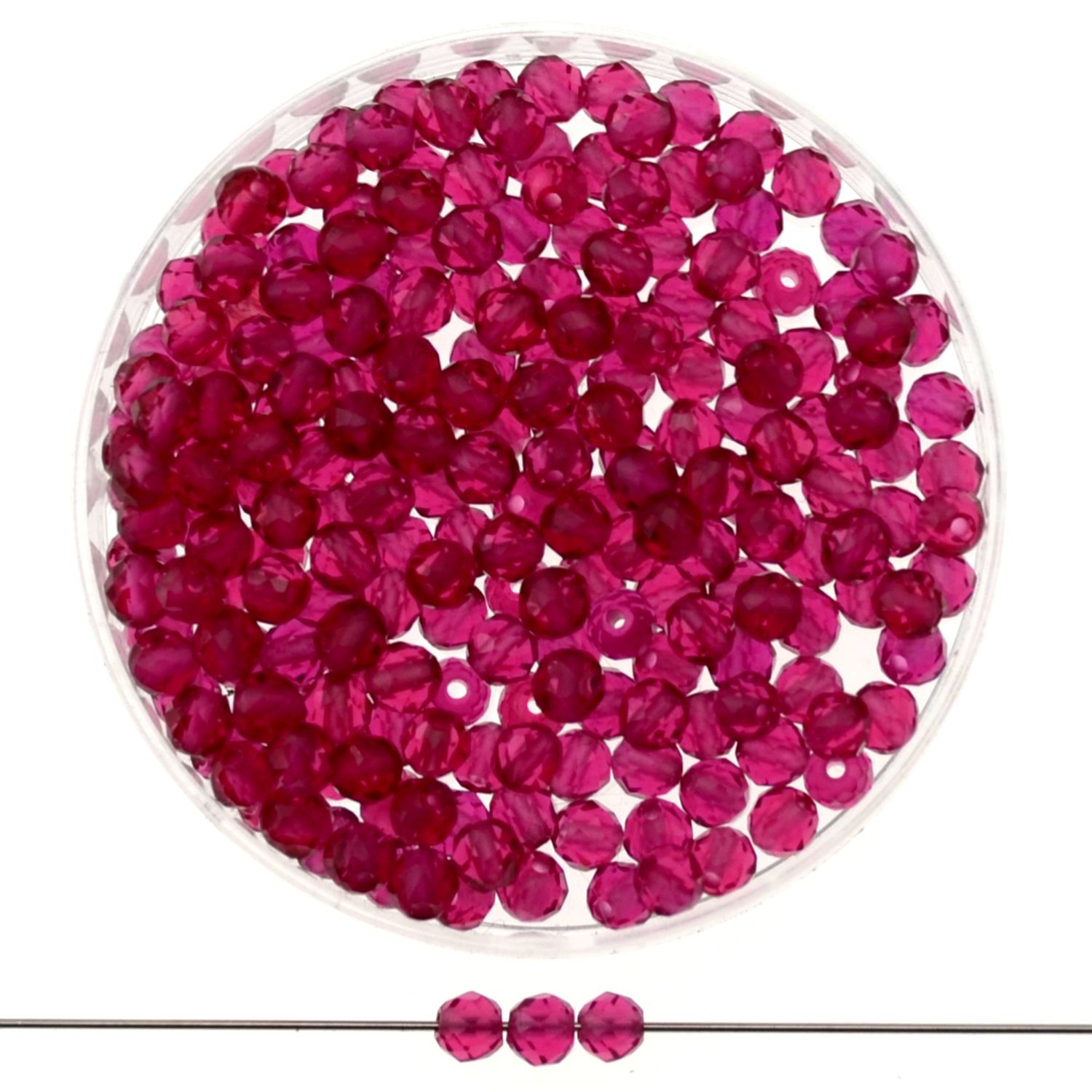 Feuerpolierte Glasperlen Fuchsia 3mm – 40 Stück | DIY Schmuckperlen kaufen