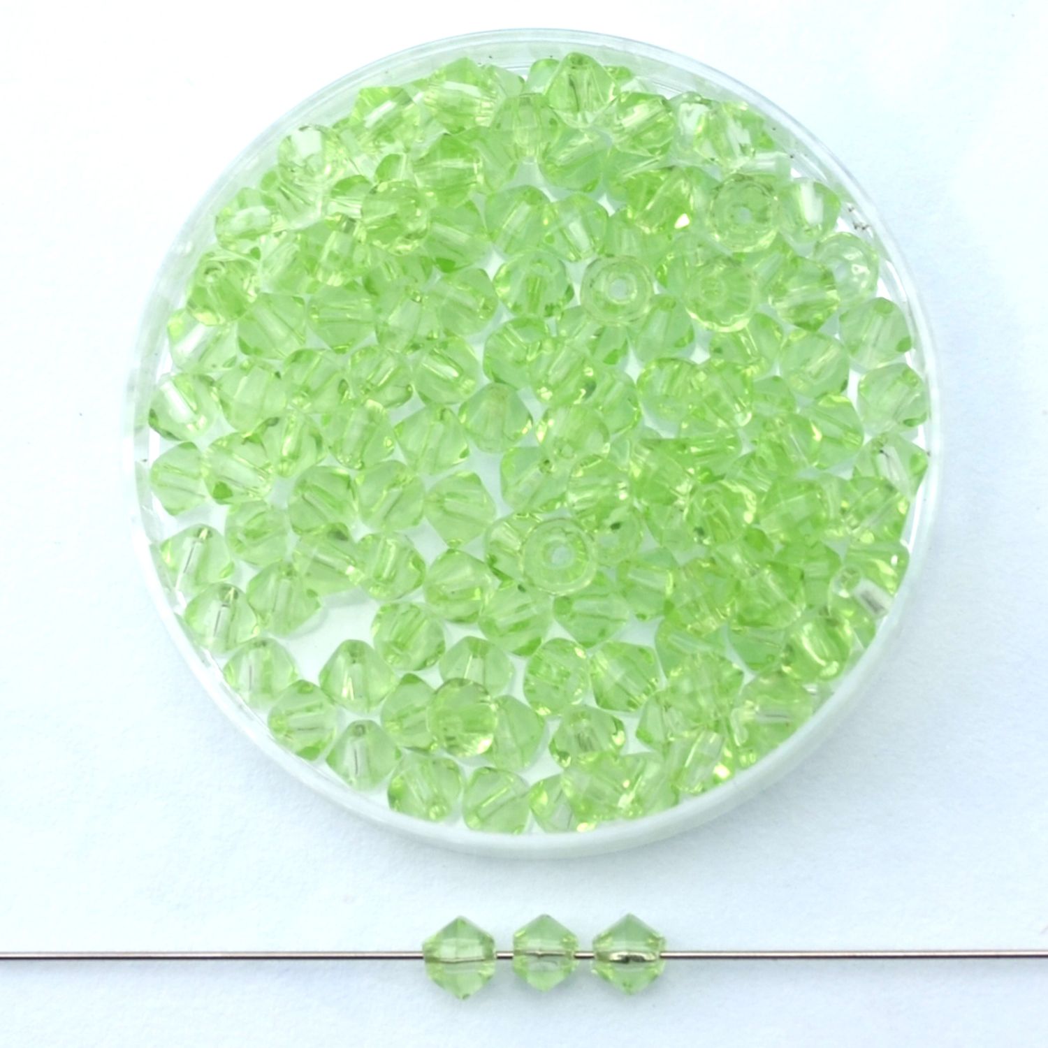  Feuerpolierte Glasperlen 3 mm in transparentem Peridotgrün, 80 Stück im Set – für Schmuck selber machen & kreative DIY-P