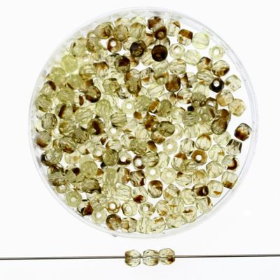 Facettierte Glasperlen 3 mm in marmoriertem Beige-Braun, 40 Stück im Set – ideal für Schmuck selber machen im Naturstil 