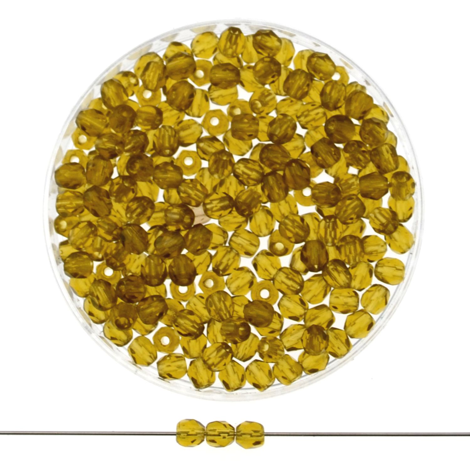 Facettierte Glasperlen 3 mm in marmoriertem Bernstein-Gelb, 40 Stück – ideal für Schmuck basteln und Ketten selber mache