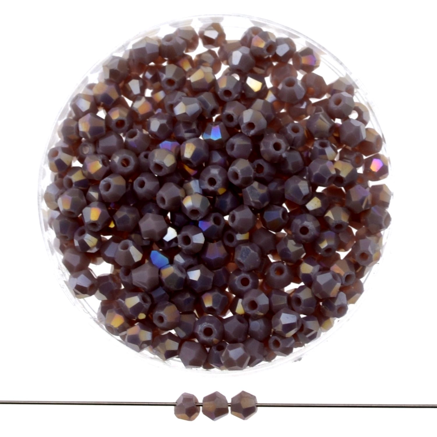 Facettierte Bicone-Glasperlen 3 mm in Matt Braun mit AB-Schimmer, 40 Stück im Set – ideal für Armband selber machen & Ke