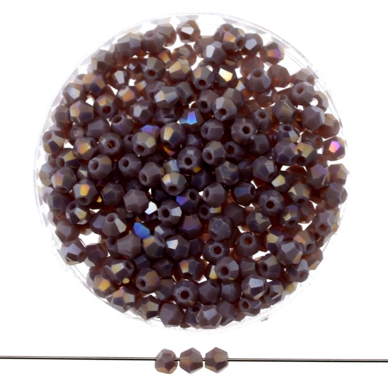 Facettierte Bicone-Glasperlen – Matt lila Iris, 3 mm (40 Stück) Facettierte Bicone-Glasperlen 3 mm in Matt Braun mit AB-Schimmer, 40 Stück im Set – ideal für Armband selber machen & Ke