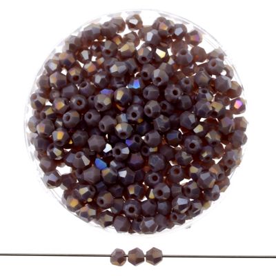 Facettierte Bicone-Glasperlen – Matt lila Iris, 3 mm (40 Stück) Facettierte Bicone-Glasperlen 3 mm in Matt Braun mit AB-Schimmer, 40 Stück im Set – ideal für Armband selber machen & Ke