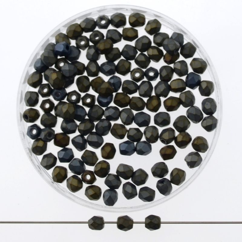 Glasperlen facettiert 3mm bronze grau matt / 40 Stück <!-- Facettierte Glasperlen 3 mm in Bronze-Grau matt, 40 Stück – ideal zum Schmuck basteln und Armband selber machen -->