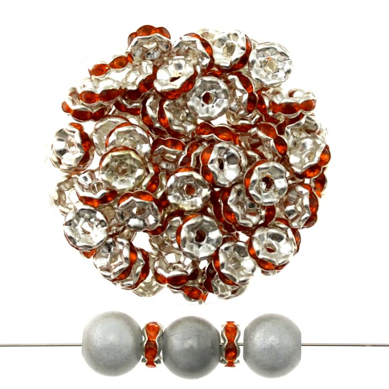 Strass-Rondelle Silber 6mm mit topaz – 20 Stück | Zarter DIY-Schmuck