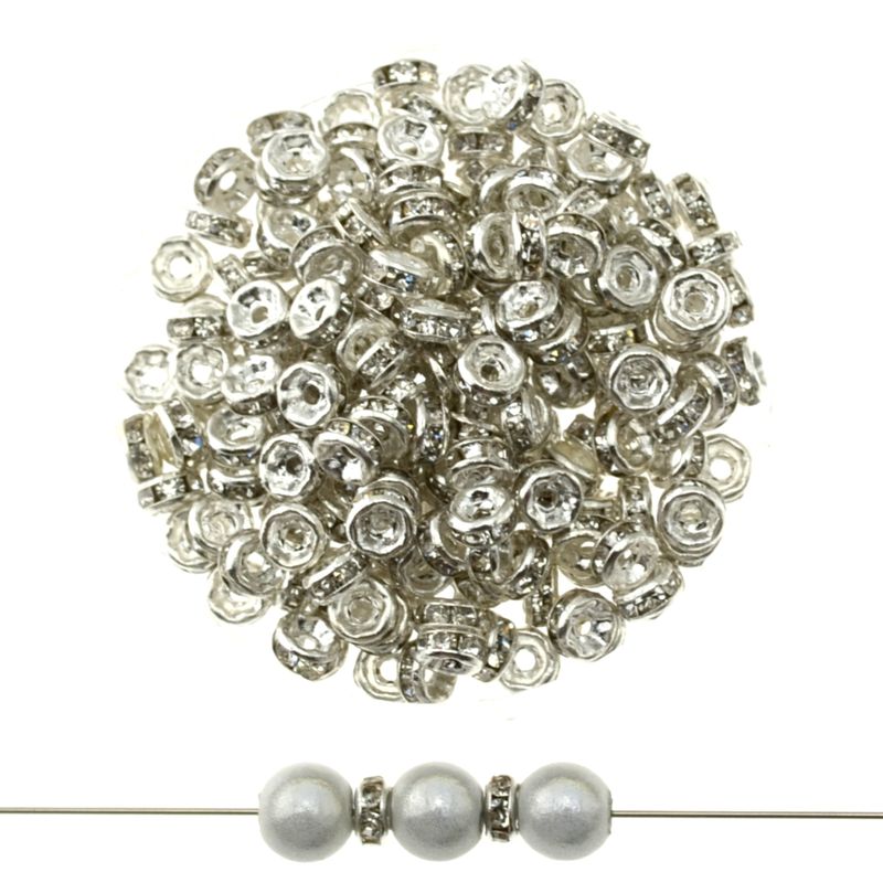 Strass-Rondelle Silber 4mm Crystal  – 10 Stück | Zarter DIY-Schmuck