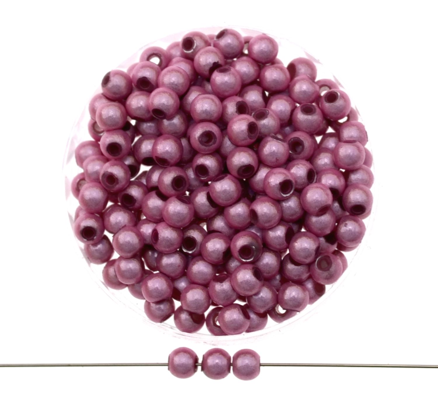 Altrosa Miracle Beads 4mm mit feinem 3D-Schimmer, 40 Stück für femininen Schmuck selbst gemacht