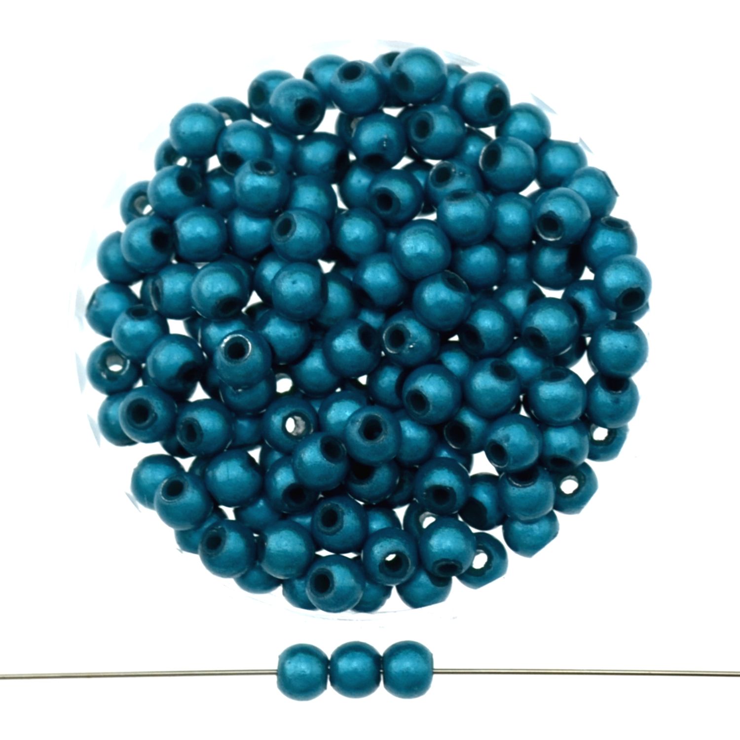Petrolblaue Miracle Beads 4mm mit glänzendem 3D-Effekt, 40 Stück für eleganten Schmuck zum Selbermachen