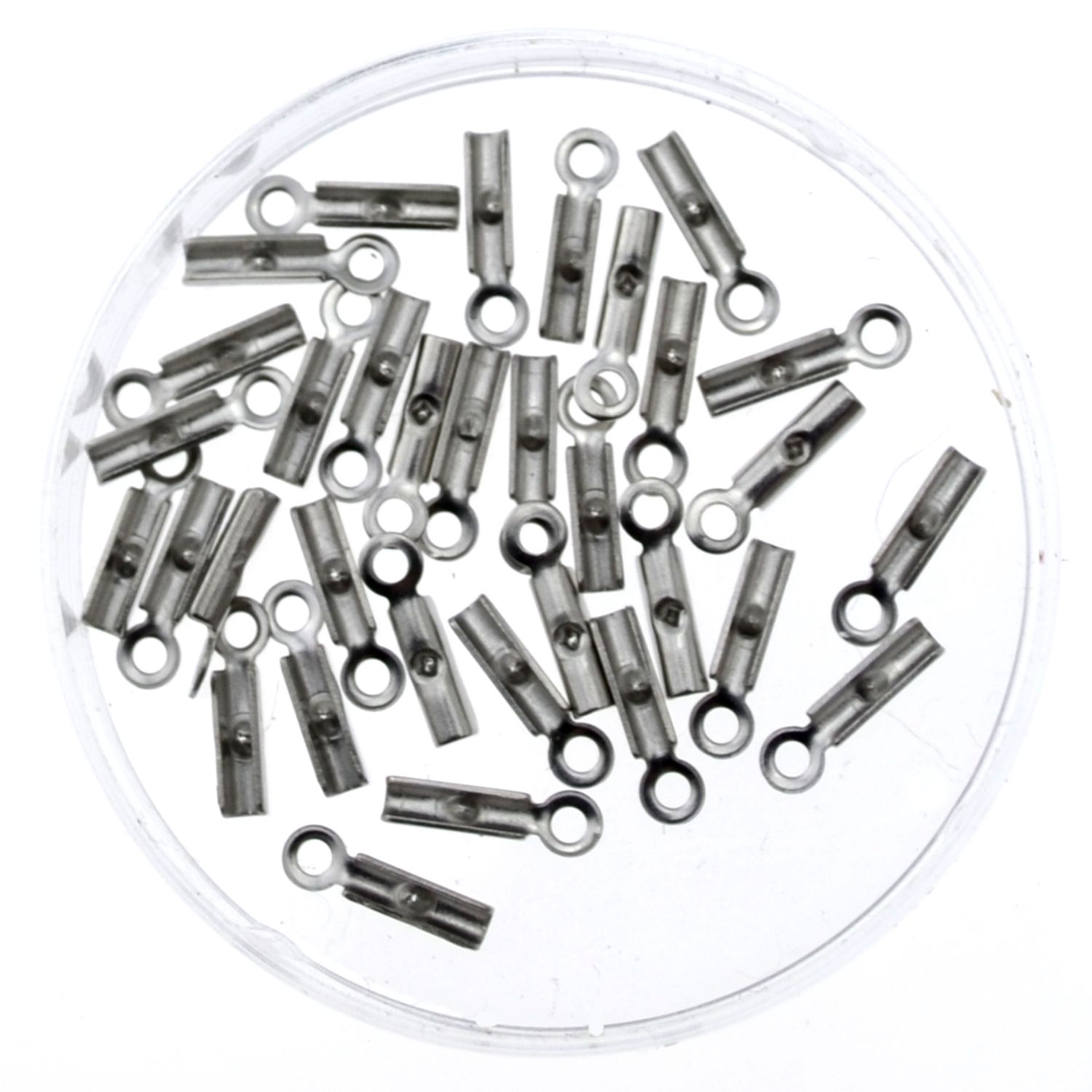 Silberfarbene Endkappen aus Edelstahl, 8×2 mm, 12 Stück – ideal zum Schmuck basteln und für DIY-Ketten oder Armbänder