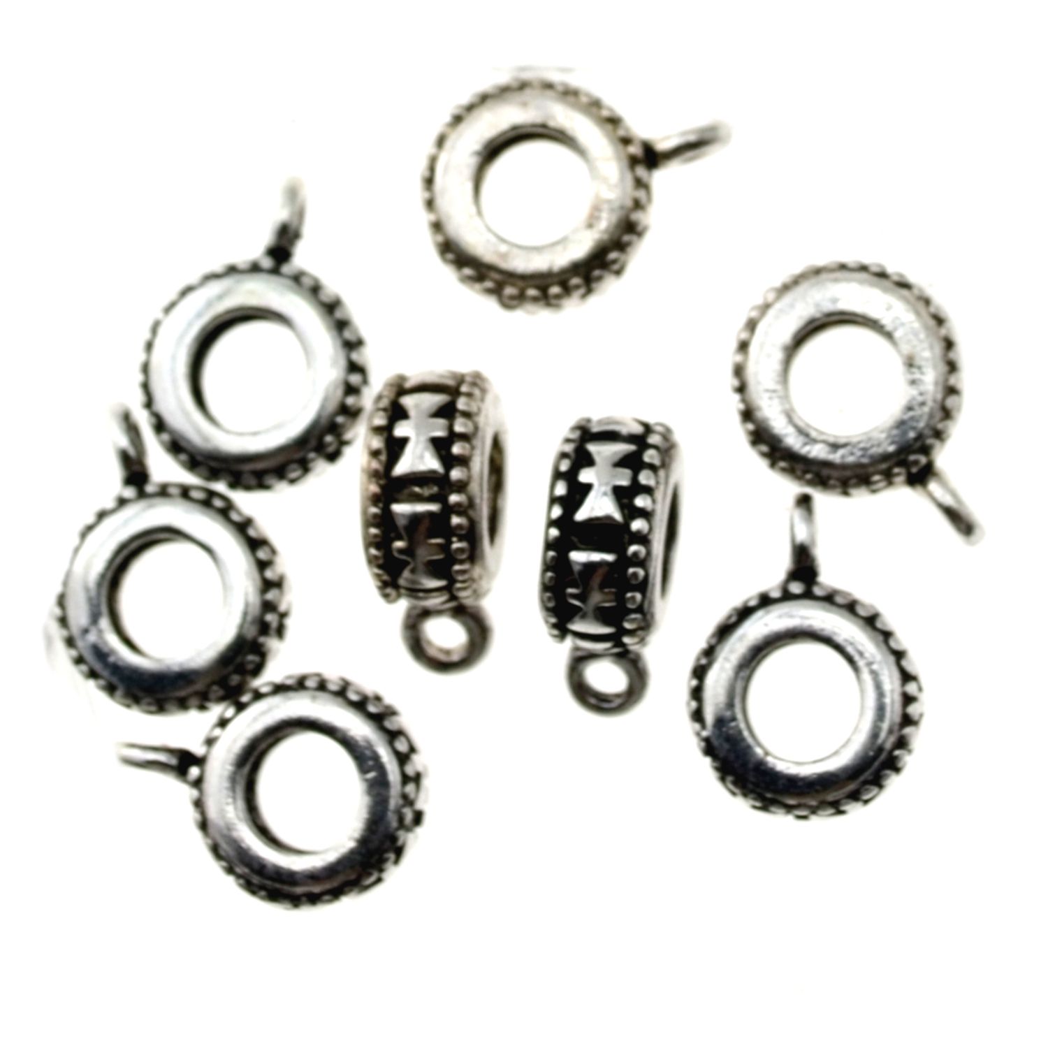 Antiksilberfarbene Großloch-Metallperlen Rondelle mit Öse, 4×9 mm, 5 Stück – perfekt für DIY-Schmuck und Anhänger Designs