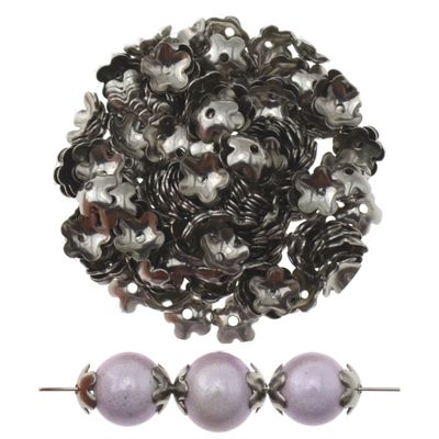 Edelstahl-Perlenkappen Blume ca. 6 mm / 12 Stück I für DIY-Schmuck