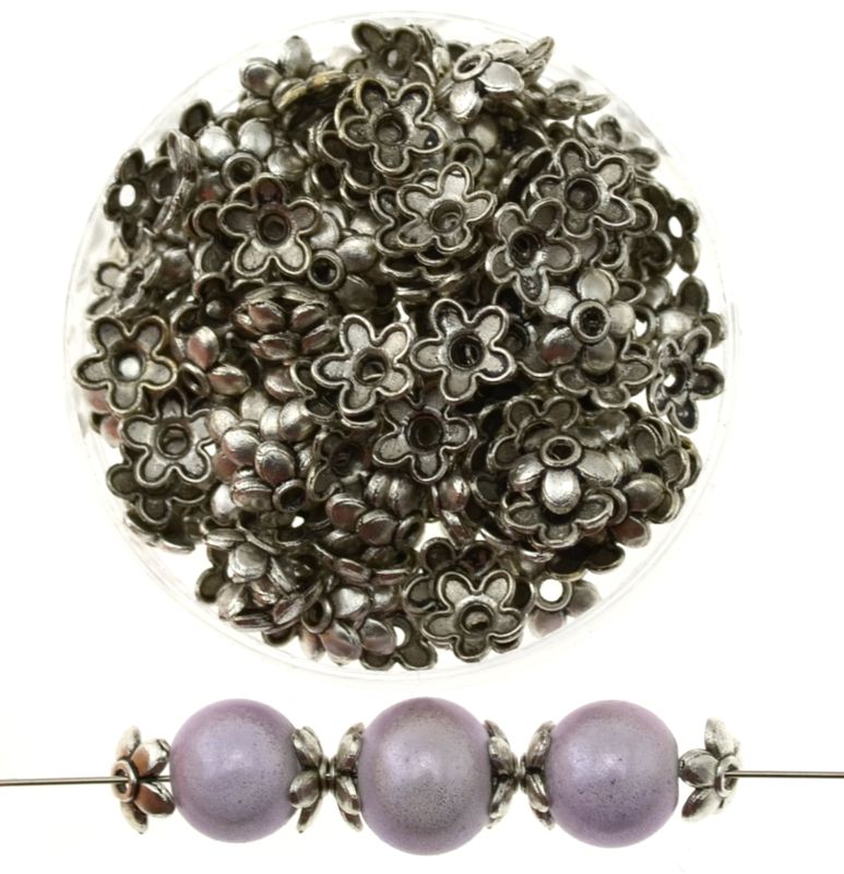 Edelstahl-Perlenkappen Blume ca. 6 mm / 12 Stück I für DIY-Schmuck