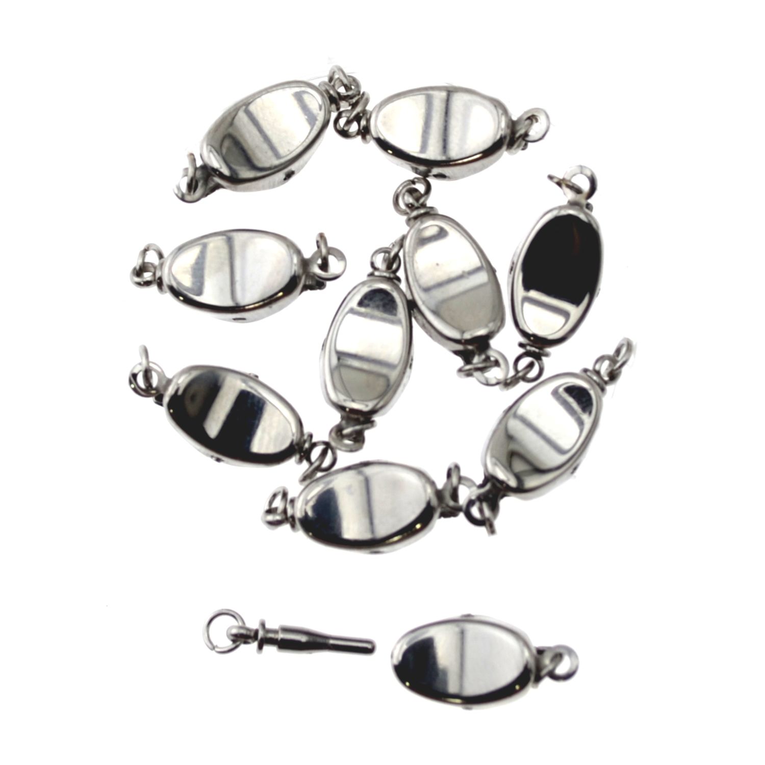 Kastenverschluss Oval aus 304 Edelstahl – 17 × 7 mm mit Sprungring für DIY-Schmuck