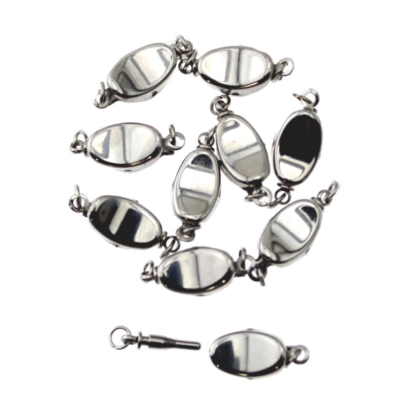Kastenverschluss Oval aus 304 Edelstahl – 17 × 7 mm mit Sprungring für DIY-Schmuck