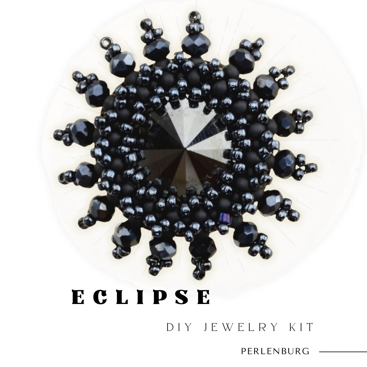 Schwarzer Kristallring DIY Schmuckset Eclipse mit Perlen und Anleitung